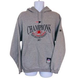Vintage NFL New England Patriots Champions AFC Mens XL Sweatshirt Gray Hoodie